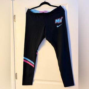 Nike Leggings Women Black Workout Just Do It Logo Miami Heat Vice SZ XL